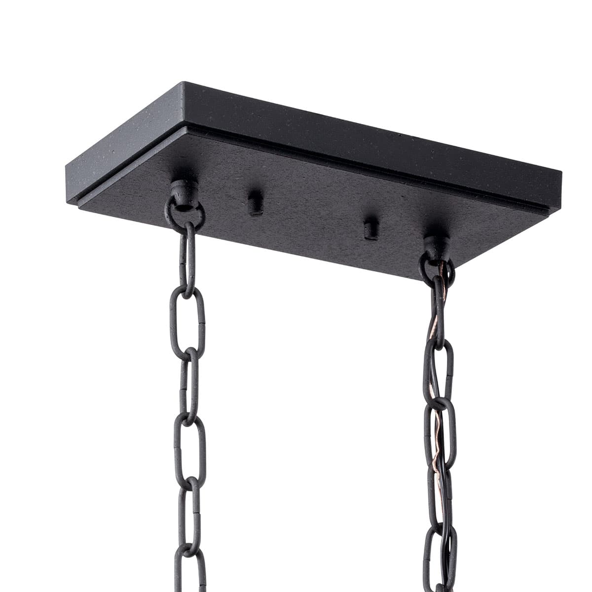 Kichler Barrington Distressed Black & Wood Tone Linear Kitchen Island Light with Clear Seeded Glass, 32 in.