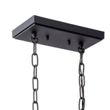 Kichler Barrington Distressed Black & Wood Tone Linear Kitchen Island Light with Clear Seeded Glass, 32 in.