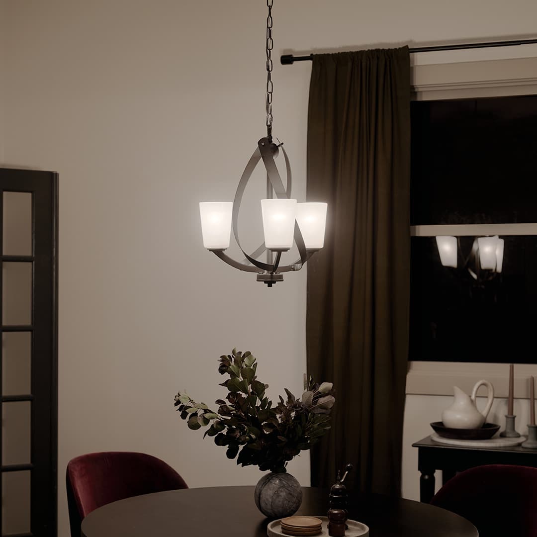 Kichler Layla 3-Light Chandelier, Olde Bronze, 20 in H x 17.2 in Dia