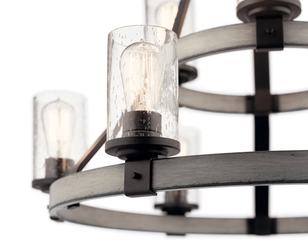 Kichler Barrington 9-Light Chandelier, Anvil Iron & Distressed Antique Gray, 30 in. Dia