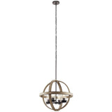 Kichler Barrington Anvil Iron & Distressed Antique Gray Seeded Glass Globe Pendant Light, 21.25 in