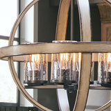 Kichler Barrington Anvil Iron & Distressed Antique Gray Seeded Glass Globe Pendant Light, 21.25 in
