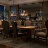 Kichler Barrington Distressed Black & Wood Tone Seeded Glass 4-Light Globe Pendant (21.25-in Dia)