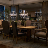 Kichler Barrington Anvil Iron & Distressed Antique Gray Seeded Glass Globe Pendant Light, 21.25 in
