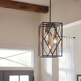 Kichler Solander Olde Bronze Traditional Clear Glass Geometric Pendant Light, 12"W x 20"H