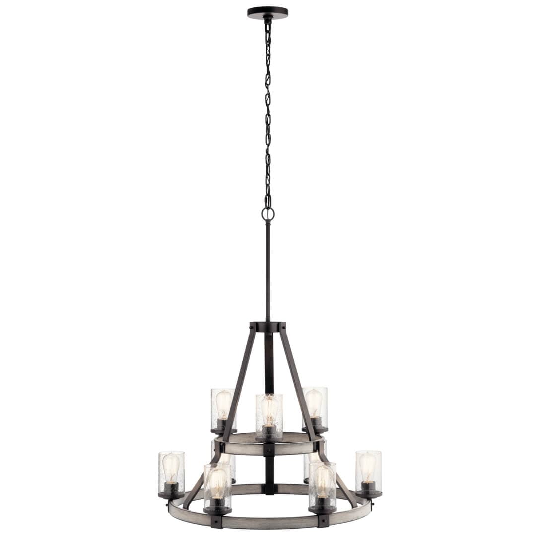 Kichler Barrington 9-Light Chandelier, Anvil Iron & Distressed Antique Gray, 30 in. Dia