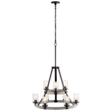 Kichler Barrington 9-Light Chandelier, Anvil Iron & Distressed Antique Gray, 30 in. Dia
