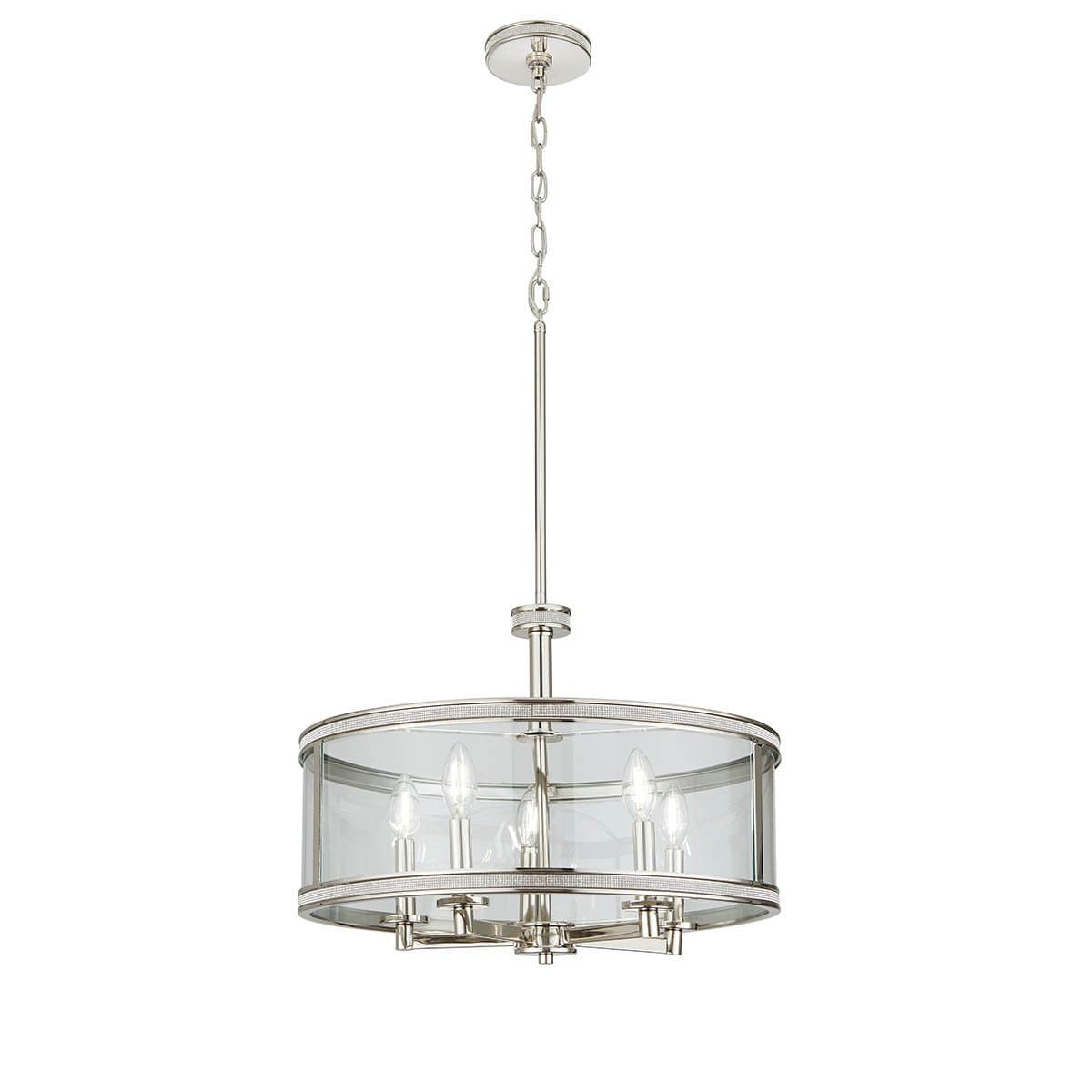 Kichler Angelica Polished Nickel Modern/Contemporary Clear Glass 5-Light Drum Pendant, 20" Dia x 15.38" H