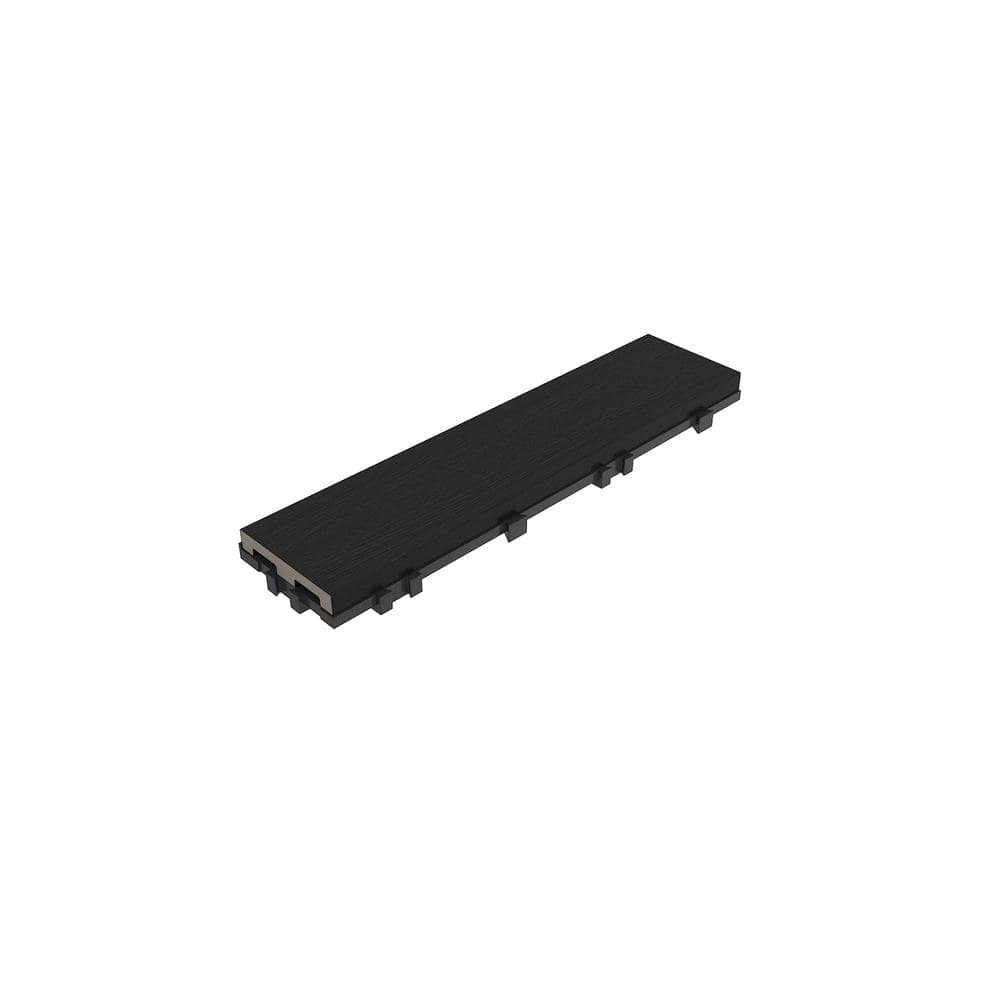 NewTechWood UltraShield Naturale 3 in. x 1 ft. Quick Composite Single Slat Deck Tile in Indian Ebony (4-Pieces per Box)