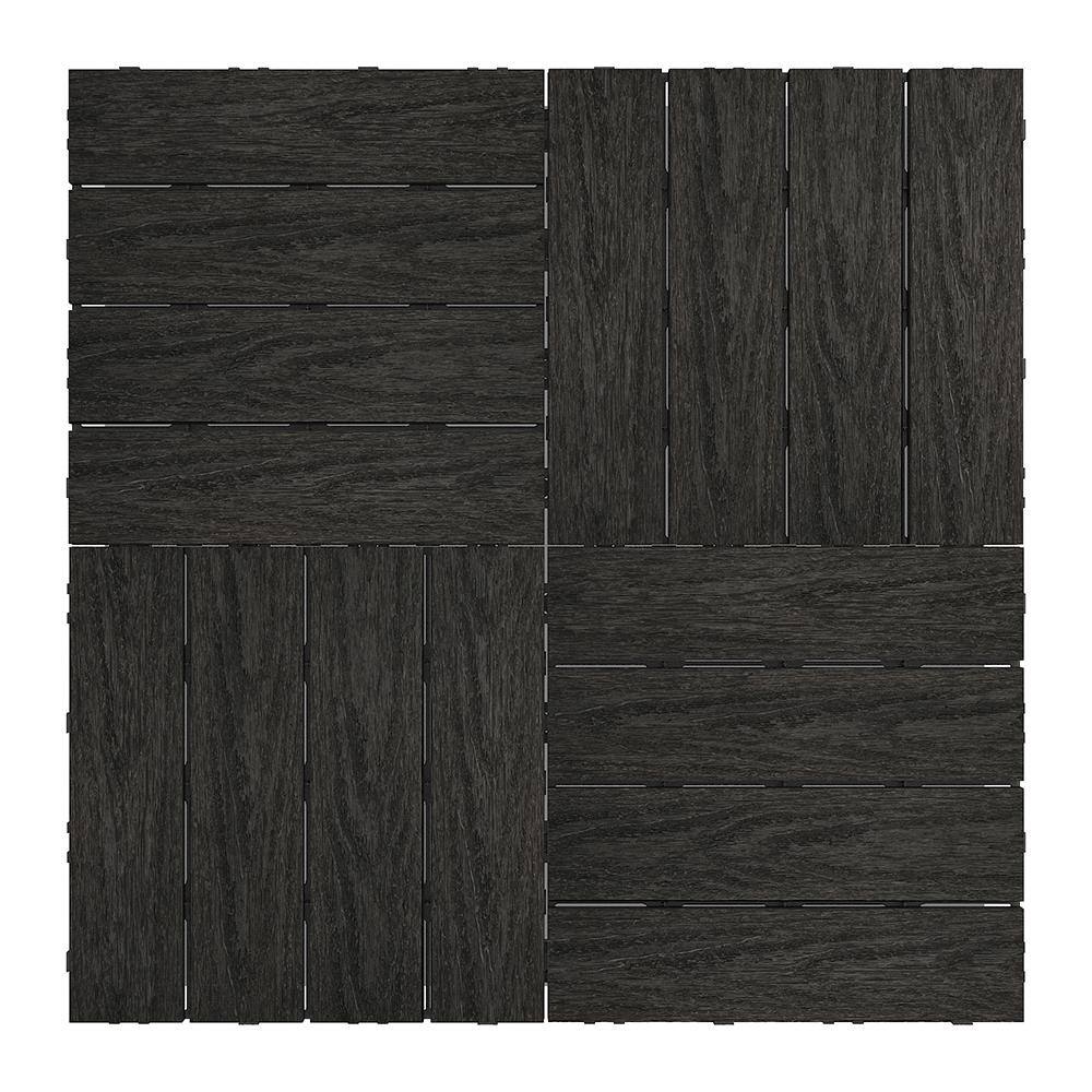 NewTechWood UltraShield Naturale 1 ft. x 1 ft. Quick Deck Outdoor Composite Deck Tile Sample in Indian Ebony