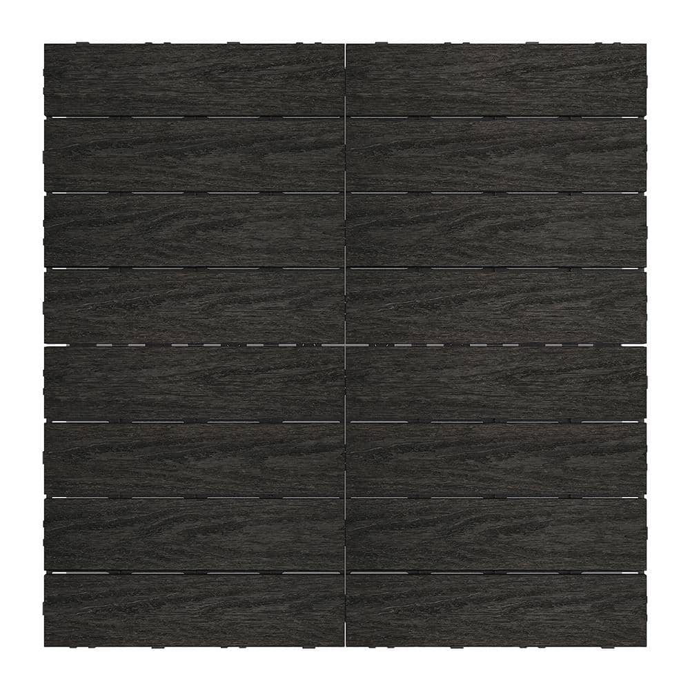 NewTechWood UltraShield Naturale 1 ft. x 1 ft. Quick Deck Outdoor Composite Deck Tile Sample in Indian Ebony