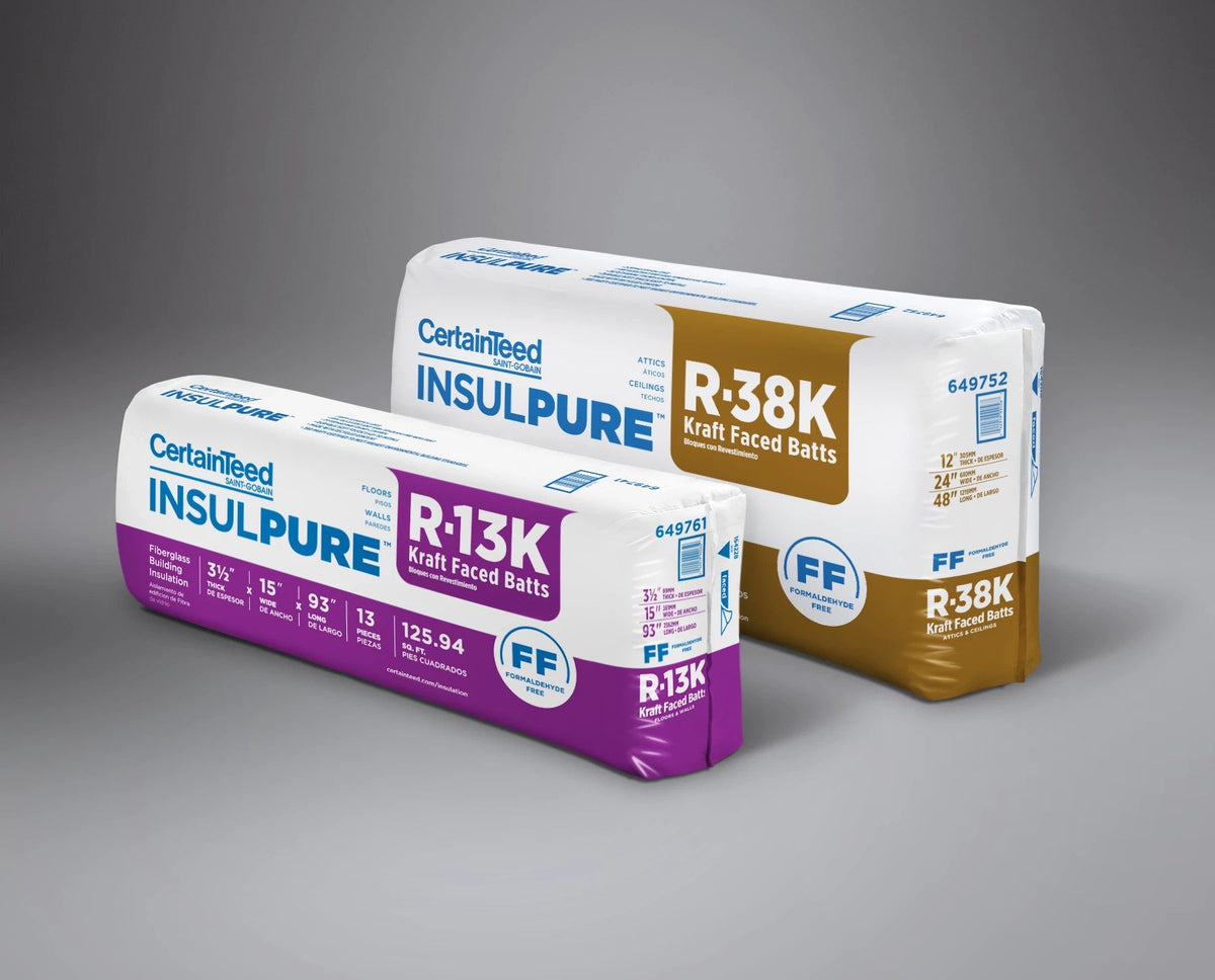 CertainTeed R-19 Kraft Faced Fiberglass Batt Insulation, 24 in x 48 in, 144 sq ft