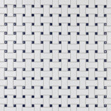 Merola Tile Metro Basketweave Matte White with Cobalt Dot 11-3/4 in. x 11-3/4 in. Porcelain Mosaic Tile (19.58 sq. ft./Case)