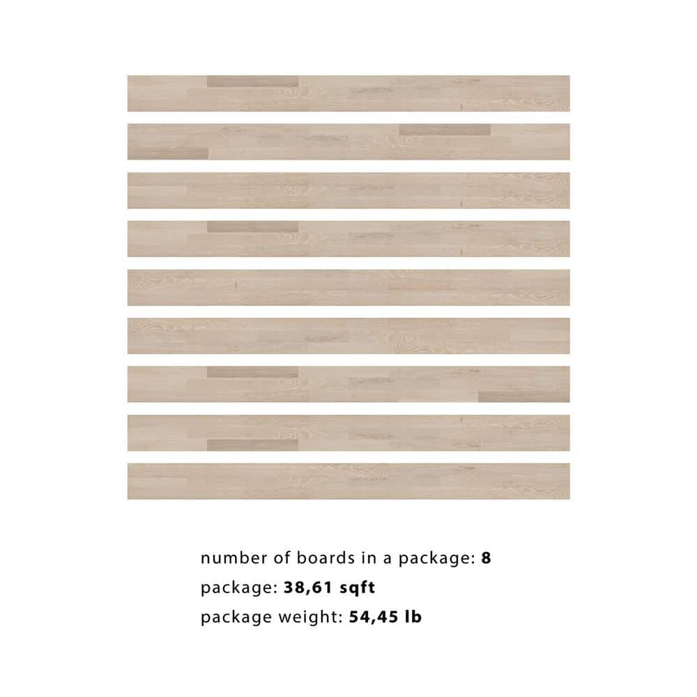 Baltic Wood Ivory and Cream European Oak 1/2 in. T x 7.2 in. W Wire Brushed Engineered Hardwood Flooring (38.6 sqft/case)
