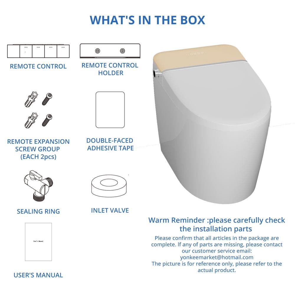 Relyblo Foot Sensing Elongated Bidet Toilet with Spa Spray - 1.27 GPF in Ivory Gold