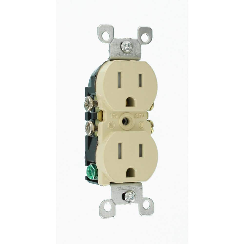 Leviton 15 Amp Tamper-Resistant Duplex Outlet, Ivory (10-Pack)