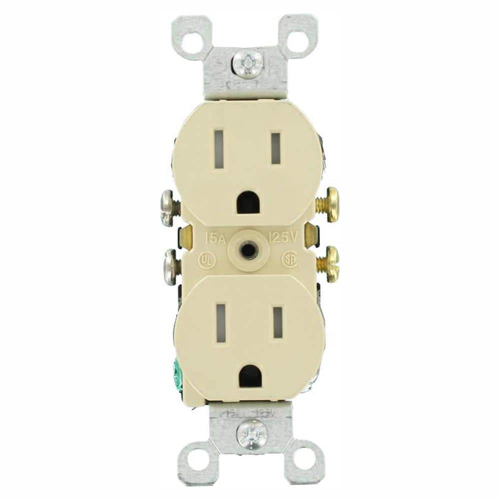 Leviton 15 Amp Tamper-Resistant Duplex Outlet, Ivory (10-Pack)