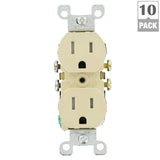 Leviton 15 Amp Tamper-Resistant Duplex Outlet, Ivory (10-Pack)
