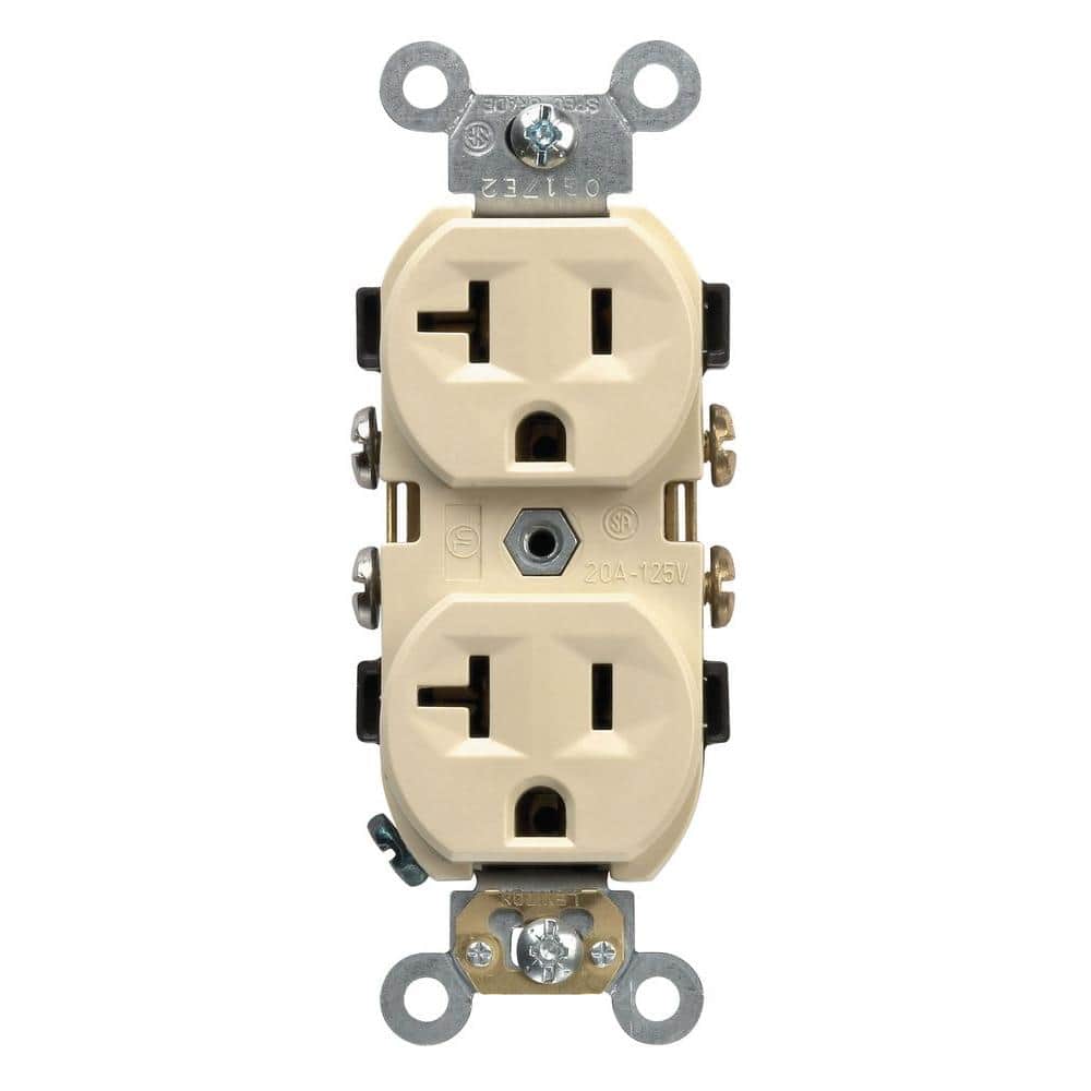 Leviton 20 Amp Commercial Grade Duplex Outlet, Ivory (125V, NEMA 5-20R)