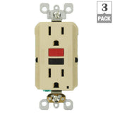Leviton 15 Amp Self-Test SmartlockPro Slim Duplex GFCI Outlet, Ivory (3-Pack)