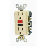 Leviton 15 Amp Self-Test SmartlockPro Slim Duplex GFCI Outlet, Ivory