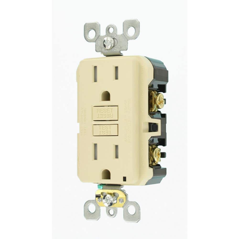 Leviton 15 Amp 125-Volt Duplex SmarTest Self-Test SmartlockPro Tamper-Resistant GFCI Outlet, Ivory
