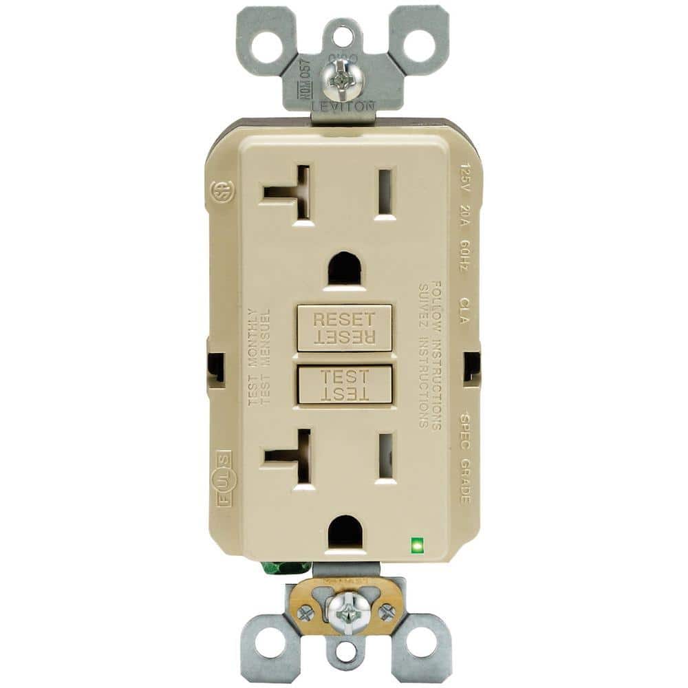 Leviton 20 Amp 125-Volt Duplex SmarTest Self-Test SmartlockPro Tamper-Resistant GFCI Outlet, Ivory (GFTR2-KI / R91-GFTR2-0KI)