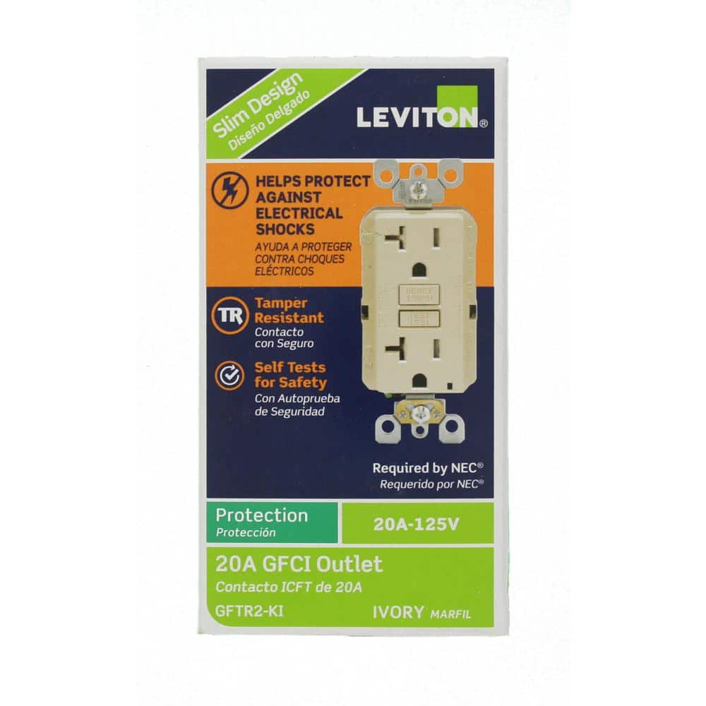 Leviton 20 Amp 125-Volt Duplex SmarTest Self-Test SmartlockPro Tamper-Resistant GFCI Outlet, Ivory (GFTR2-KI / R91-GFTR2-0KI)