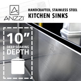 ANZZI Elysian 32.875-in x 20.75-in Satin Stainless Steel Single Bowl Farmhouse/Apron-Front Kitchen Sink All-in-One Kit with Pot Filler Faucet