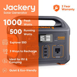 Jackery 500-Watt Continuous/100-Watt Peak Output Power Station Explorer 550 Push Button Start Battery Generator for Outdoors