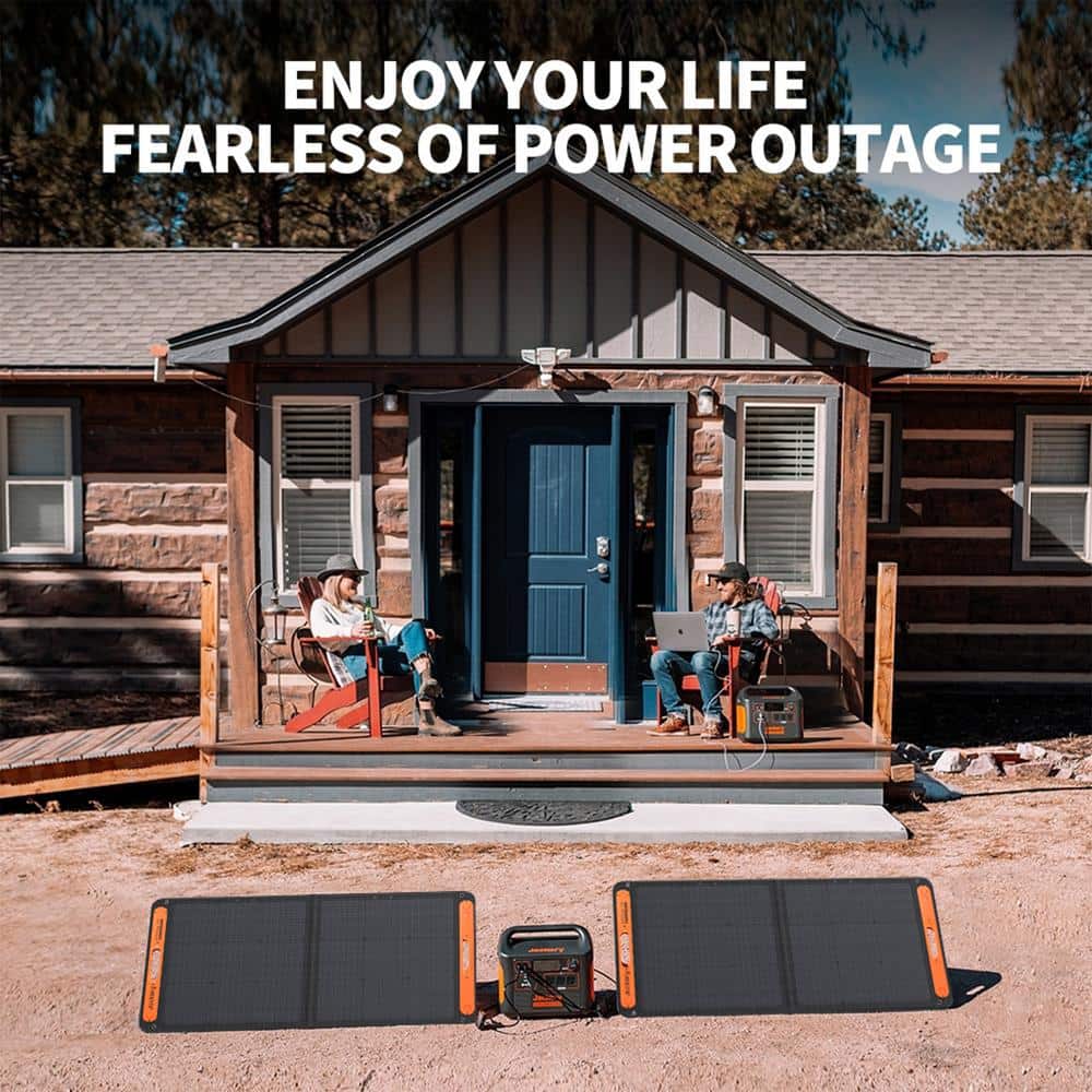 Jackery 1800-Watt Continuous/3600W Peak Solar Generator SG1500 with 2 Solar Panels 100W Push Button Start for Outdoors