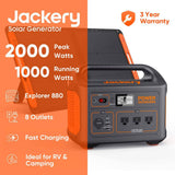 Jackery 1000-Watt Continuous Output, Solar Generator 880 Push Button Start Battery Generator with SolarSaga 100W Solar Panel