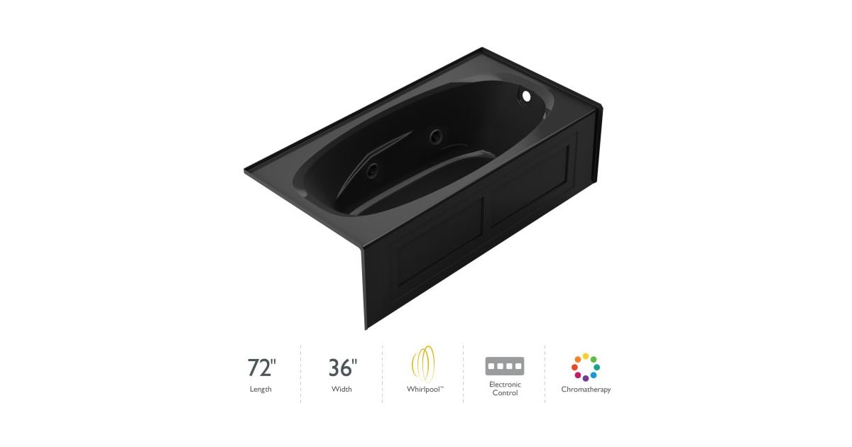 Jacuzzi Amiga 72 in. x 36 in. Right-Hand Drain Rectangular Drop-In Whirlpool Bathtub with Inline Heater, White