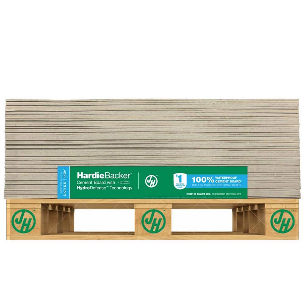 James Hardie HardieBacker with HydroDefense Technology 1/2 in. x 3 ft. x 5 ft. Waterproof Cement Backer Board 1000-Sheets