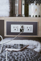 James Martin Vanities Linear 72" Double Basin Wood Vanity Set with USB/Electrical Outlet and Glossy White Solid Surface Top – Whitewashed Walnut