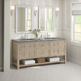 James Martin Vanities Breckenridge 72" Free Standing Double Basin Poplar Wood Vanity Set – Light Natural Oak with White Zeus Quartz Top & Rectangular Sinks