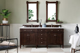 James Martin Vanities Brittany 72" Double Basin Poplar Wood Vanity Set with 3 cm Arctic Fall Solid Surface Top, Rectangular Undermount Sinks – Smokey Celadon