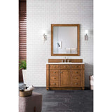 James Martin Vanities Bristol 48" Saddle Brown Bathroom Vanity with White Zeus Quartz Top