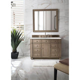 James Martin Vanities Bristol 48" Single Bath Vanity in Whitewashed Walnut with Eternal Jasmine Pearl Quartz Top