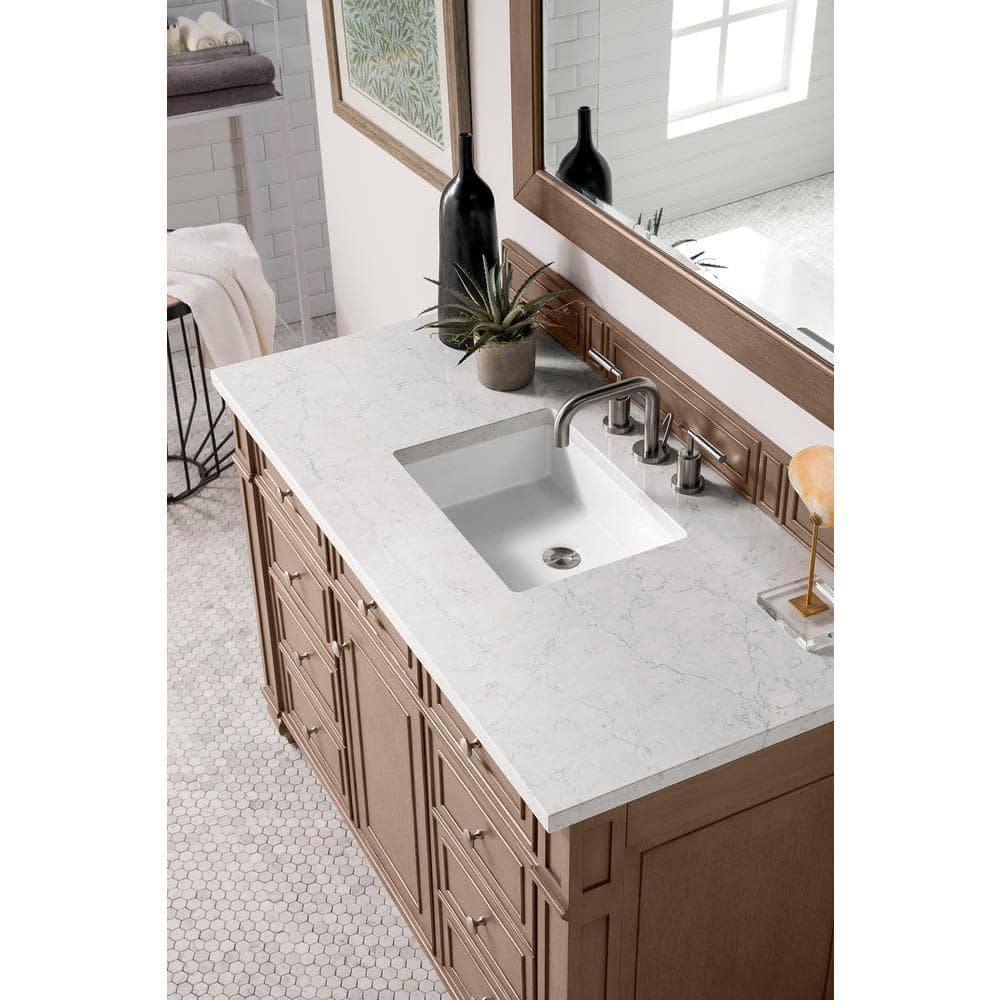 James Martin Vanities Bristol 48" Single Bath Vanity in Whitewashed Walnut with Eternal Jasmine Pearl Quartz Top