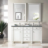 James Martin Vanities Bristol 60" Double Vanity in Bright White with Parisien Bleu Quartz Top