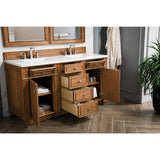 James Martin Vanities Bristol 60" Saddle Brown Bathroom Vanity with White Zeus Quartz Top