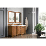 James Martin Vanities Bristol 60" Saddle Brown Bathroom Vanity with White Zeus Quartz Top