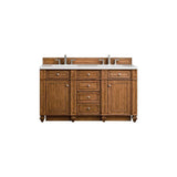 James Martin Vanities Bristol 60" Saddle Brown Bathroom Vanity with White Zeus Quartz Top