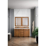 James Martin Vanities Bristol 60" Saddle Brown Bathroom Vanity with White Zeus Quartz Top
