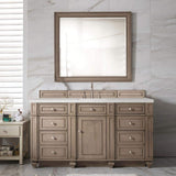 James Martin Vanities Bristol 60" Bathroom Vanity in Whitewashed Walnut with Lime Delight Quartz Top