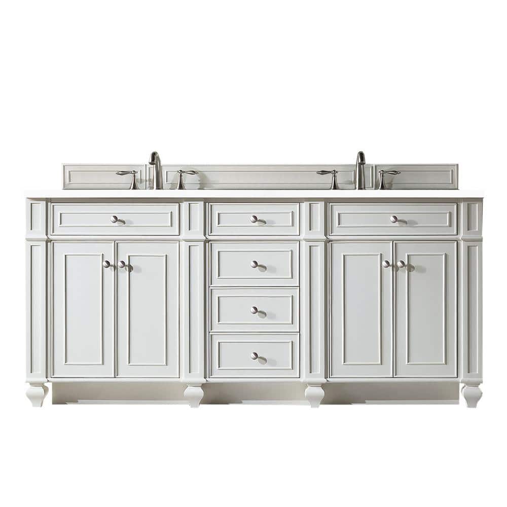 James Martin Vanities Bristol 72" Bright White Double Bathroom Vanity with Quartz Top