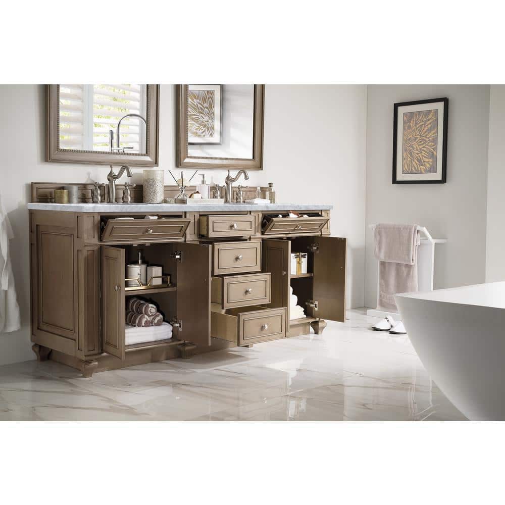 James Martin Vanities Bristol 72" Double Bath Vanity with Carrara Marble Top