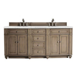 James Martin Vanities Bristol 72-inch Double Bath Vanity in Whitewashed Walnut with Eternal Jasmine Pearl Quartz Top