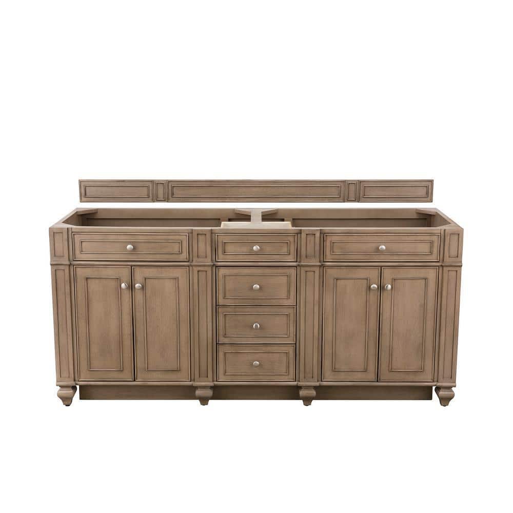 James Martin Vanities Bristol 72-inch Double Bath Vanity in Whitewashed Walnut with Eternal Jasmine Pearl Quartz Top